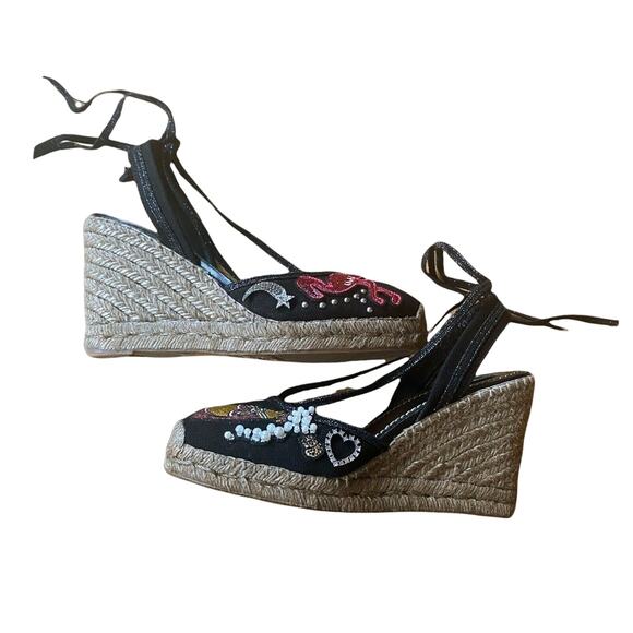 MARC JACOBS Nathalie Wedges Espadrilles Embellished Appliqued Patches EU 40 NIB - Picture 9 of 10